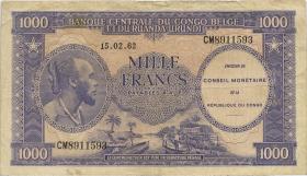 Kongo / Congo P.002 1000 Francs 1962 (3-) 