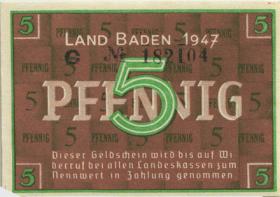 R.208b: Baden 5 Pfennig 1947 C (1) 