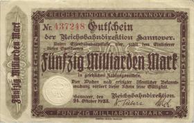 PS1257a Reichsbahn Hannover 50 Milliarden Mark 1923 (2) 