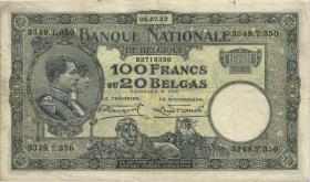 Belgien / Belgium P.102 100 Francs = 20 Belgas 6.7.1932 (3) 