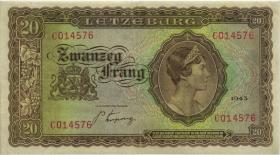 Luxemburg / Luxembourg P.42 20 Francs 1943 (3+) 