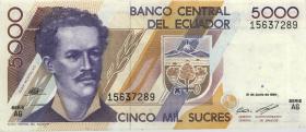 Ecuador P.128a 5000 Sucres 1991 (1) 