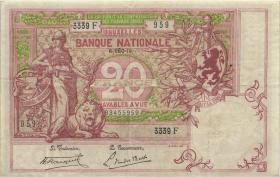 Belgien / Belgium P.067 20 Francs 8.12.1919 (3+) 