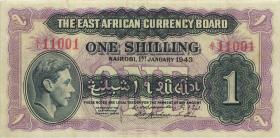 Ost Afrika / East Africa P.27 1 Shilling 1943 (3+) 