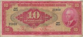 Türkei / Turkey P.147 10 Lira 1930 (1947) (3/4) 