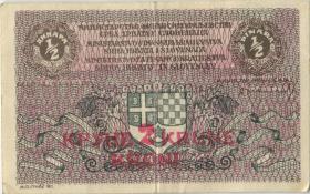 Jugoslawien / Yugoslavia P.014a 2 Kronen auf 1/2 Dinar 1921 (3+) 