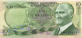 Türkei / Turkey P.186 10 Lira 1970 (1975) (1) 