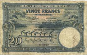 Belgisch-Kongo / Belgian Congo P.15H 20 Francs 11.04.1950 (4) 