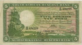 Südafrika / South Africa P.086b 5 Pounds 1942 (3-) 
