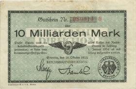 PS1364 Reichsbahn Stettin 10 Milliarden Mark 1923 (3-) 