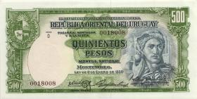 Uruguay P.040c 500 Pesos L. 1939 (2) U.3 