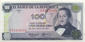 Kolumbien / Colombia P.410c 100 Pesos Oro 1971 (1) 