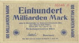 PS1234 Reichsbahn Frankfurt/Oder 100 Milliarden Mark 1923 (2+) 
