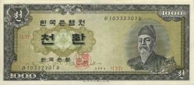 Südkorea / South Korea P.25b 1000 Hwan 1961 (2+) 