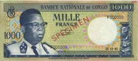 Kongo / Congo P.008s 1000 Francs 15.12.1961 Specimen (1/1-) 