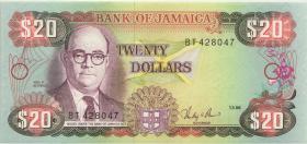 Jamaika / Jamaica P.072b 20 Dollars 1.3.1986 (1) 