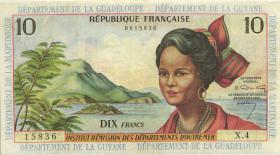 Franz. Antillen / French Antilles P.08a 10 Francs (1964) (3+) 