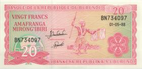 Burundi P.27b 20 Francs 1988 (1) 