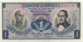 Kolumbien / Colombia P.404b 1 Peso Oro 1963 (1) 
