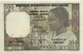 Madagaskar P.052 100 Francs = 20 Ariary (1961) (2) 