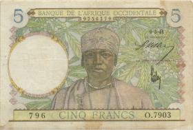 Franz. Westafrika / French West Africa P.25 5 Francs 1942 (3) 