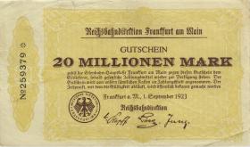 PS1220b Reichsbahn Frankfurt 20 Millionen Mark 1921 (3) 