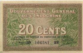 Franz. Indochina / French Indochina P.086d 20 Cents (1939) (1) 