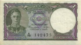 Ceylon P.34 1 Rupie 1.3.1947 (3+) 