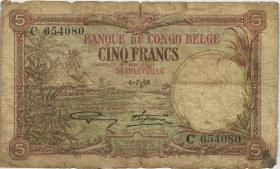 Belgisch-Kongo / Belgian Congo P.08d 5 Francs 4.7.1926 Stanleyville (5) 