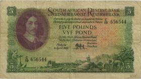 Südafrika / South Africa P.096a 5 Pounds 9.4.1952 (Englisch) (3-) 