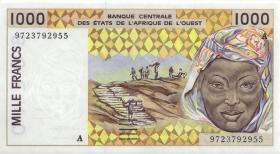 West-Afr.Staaten/West African States P.111Ag 1000 Francs 1997 (1) 