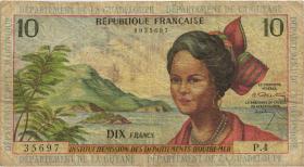 Franz. Antillen / French Antilles P.08b 10 Francs (1964) (3-) 