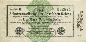 R.144e: 2,10 Mark Gold = 1/2 Dollar 1923 (2) 