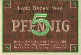 R.208a: Baden 5 Pfennig 1947  A Baden (1) 