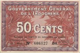 Franz. Indochina / French Indochina P.087e 50 Cents (1939) (2) 