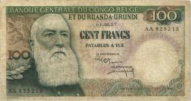 Belgisch-Kongo / Belgian Congo P.33b 100 Francs 1.2.1957 (3-) 