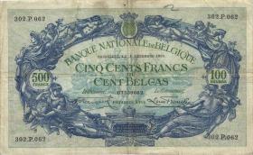 Belgien / Belgium P.103a 500 Francs = 100 Belgas 21.11.1934 (4) 
