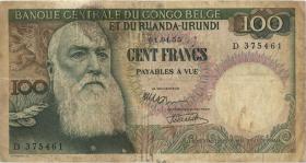 Belgisch-Kongo / Belgian Congo P.33a 100 Francs 1.4.1955 (3-) 
