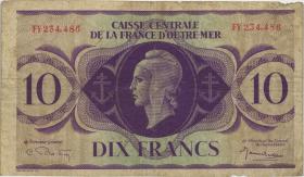 Fra.-Äquatorialafrika/F.Equatorial Africa P.16b 10 Francs L. 1944 (4) 