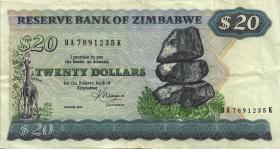 Zimbabwe P.004c 20 Dollars 1983 (3) 