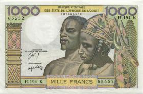 West-Afr.Staaten/West African States P.703Kn 1000 Francs (1959-65) (2) 