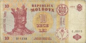 Moldawien / Moldova P.10a 10 Lei 1994 (3-) 