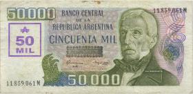 Argentinien / Argentina P.332 50.000 Australes (1989) (3-) 