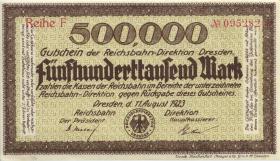PS1171b Reichsbahn Dresden 500.000 Mark 1923 (1) Reihe F 