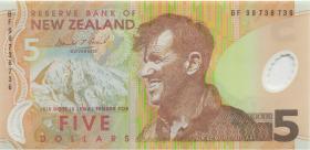 Neuseeland / New Zealand P.185a 5 Dollars (19)99 BF Polymer (1) 