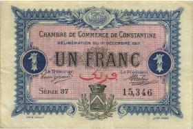 Algerien / Algeria 1 Franc 1917 Chambre de Commerce de Constantine (3+) 