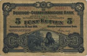 R.900: Deutsch-Ostafrika 5 Rupien 1905 No.34671 (3-) 