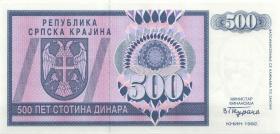 Kroatien Serb. Krajina / Croatia P.R04s 500 Dinara 1992 (1) AA 0000000 