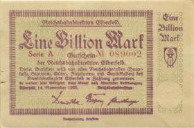 PS1295 Reichsbahn Elberfeld 1 Billionen Mark 1923 (1-) 