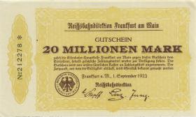 PS1220a Reichsbahn Frankfurt 20 Millionen Mark 1921 (1) 